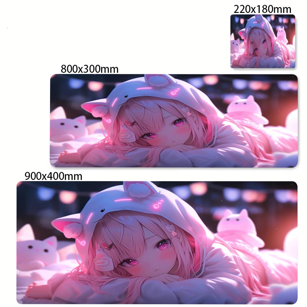 Anime Girl Mouse Pad Kawaii Pink Mousepad Gaming Speed Keyboard Pads Large Gamer Mouse Mat Rubber Desk Mat HD Print Cute Carpet