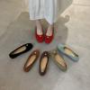 French Flat-bottomed Pearl Bow Red Single Shoes Women's 2025 New Gentle Evening Breeze Ballet Grandma Shoes