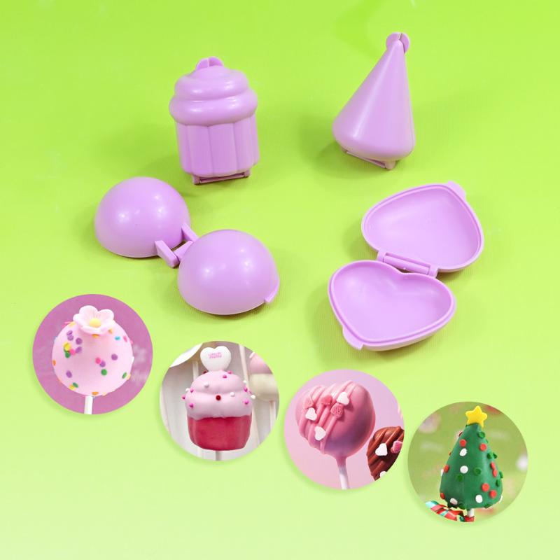 4Pcs/Set Round/Heart/Cone/Cupcake Lollipop Mold Plastic Cookies Cakepop Mould Diy Fondant Cake Decorating Tools Baking Supplies