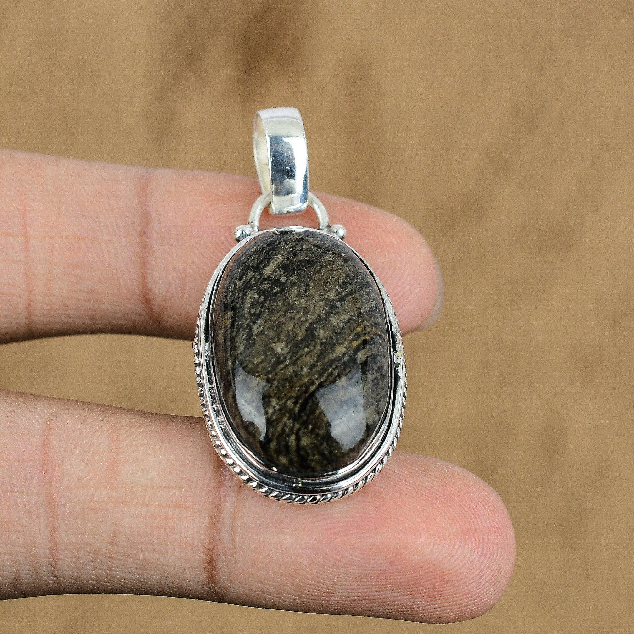 

Natural American Picture Jasper Gemstone 925 Sterling Silver Pendant For Girls