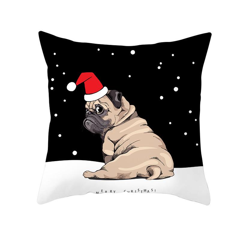 

Pet Print Christmas Peach Skin Pillow Cover Bedside Cushion Cover Sofa Cushion Cover 45 * 45Cm (without pillow core)