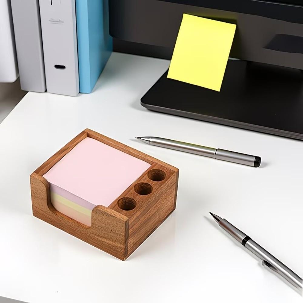 Solid Wood Desk Organizer Pen Holder Stationery Storage Box for Office Study Home