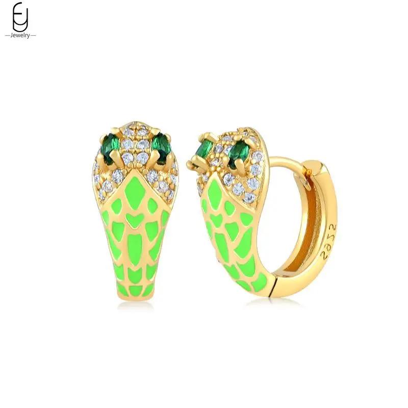 925 Silver Needle Vintage Snake Earrings Women Gold Round Ear Clips Punk Style Fashion Hoop Earrings Women Jewelry