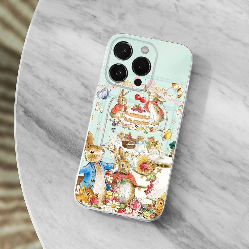 Cute Role P-Peter R-Rabbit Phone Case For iPhone 16,15,14,13,12,11 Pro,Max,Plus,X,XS,XR,SE,Mini Transparent Soft Cover