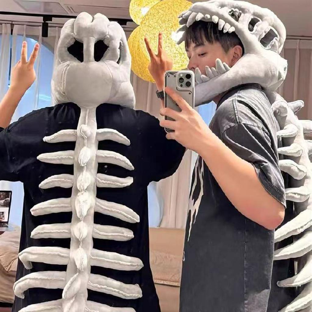 Dinosaur Skeleton Costume 3D Skull Headpiece Spine for Cosplay Dress Up Play Parties Photos