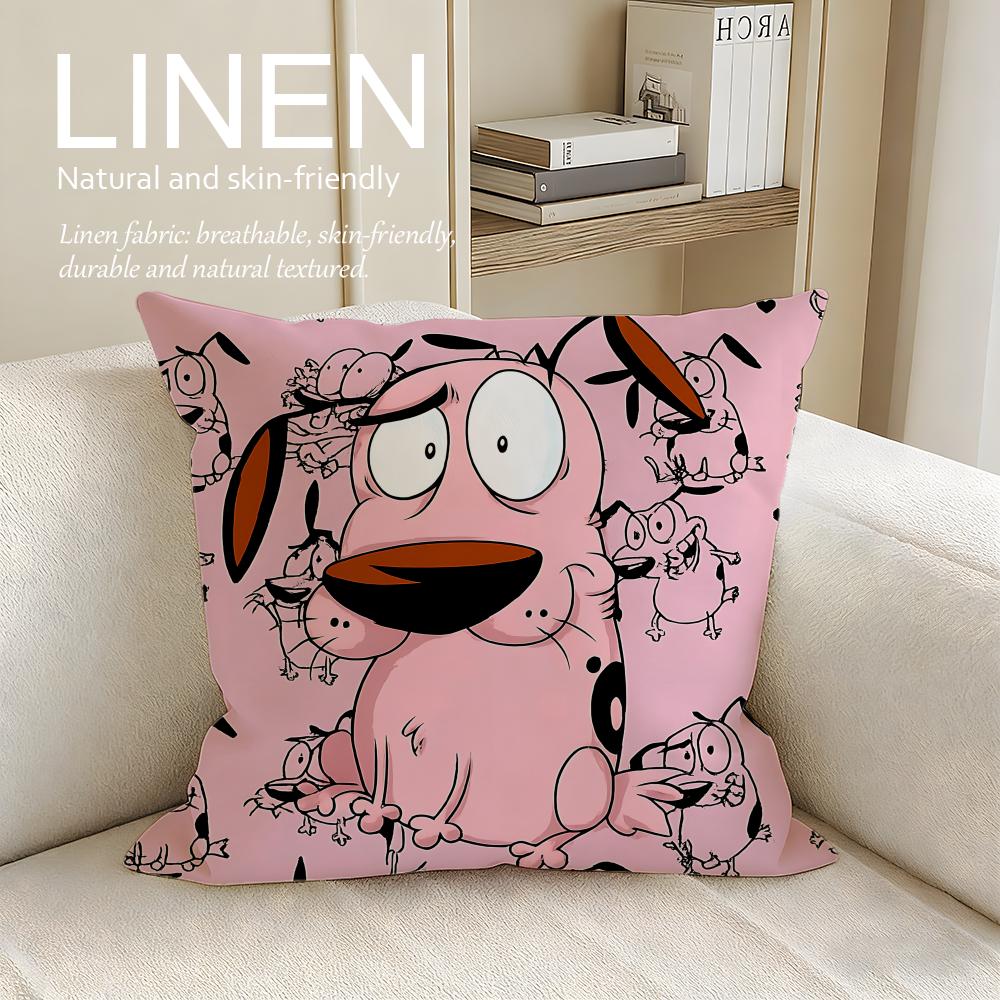 Animation Courage Dog Cushion Cover Pillowcase Set Pcs X X Breathable Washable Sofa Cushion Cover