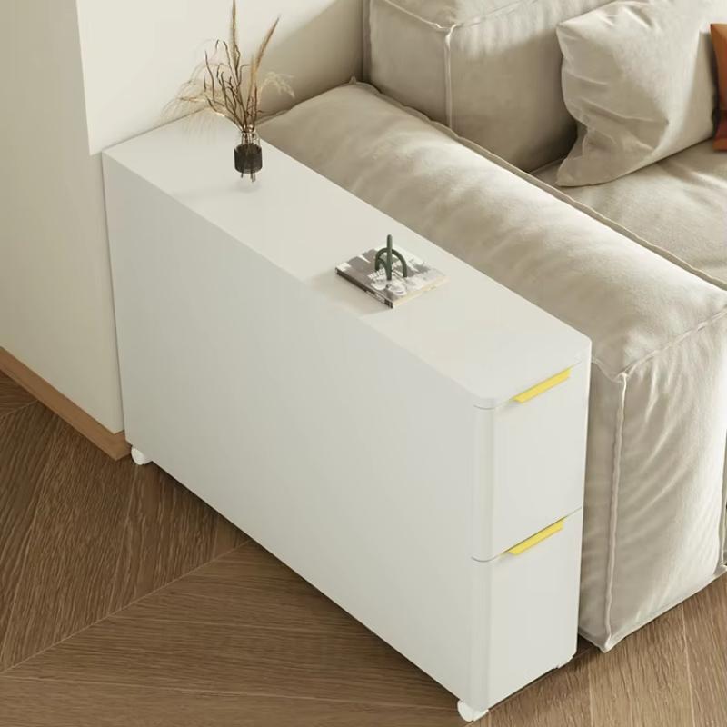 Slim Side Storage Cabinet Simple Luxury Bedside Table Easy-Move Small Corner Table for Bedroom And Living Room