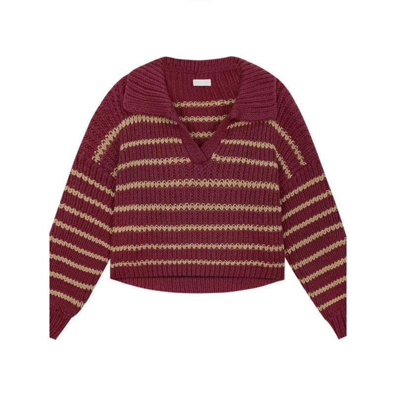 New Fall Women's Clothing Stripes Sweater Stylish Niche Style Knitwear Loose Outer Wear Small Short Tops