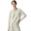 Meng Yi Women's Thick Cable Knit Cashmere V-Neck Sweater - Slimming, Elegant, Loose Fit for Autumn/Winter