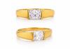 Natural Diamond Cut Moissanite Ring 925 Solid Sterling Silver Yellow Gold Rings
