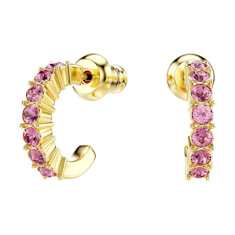 

Swarovski Large Circle Pink Crystal Inlaid Rhodium Plated Earrings Women earrings 5717565 Box (Random Color)