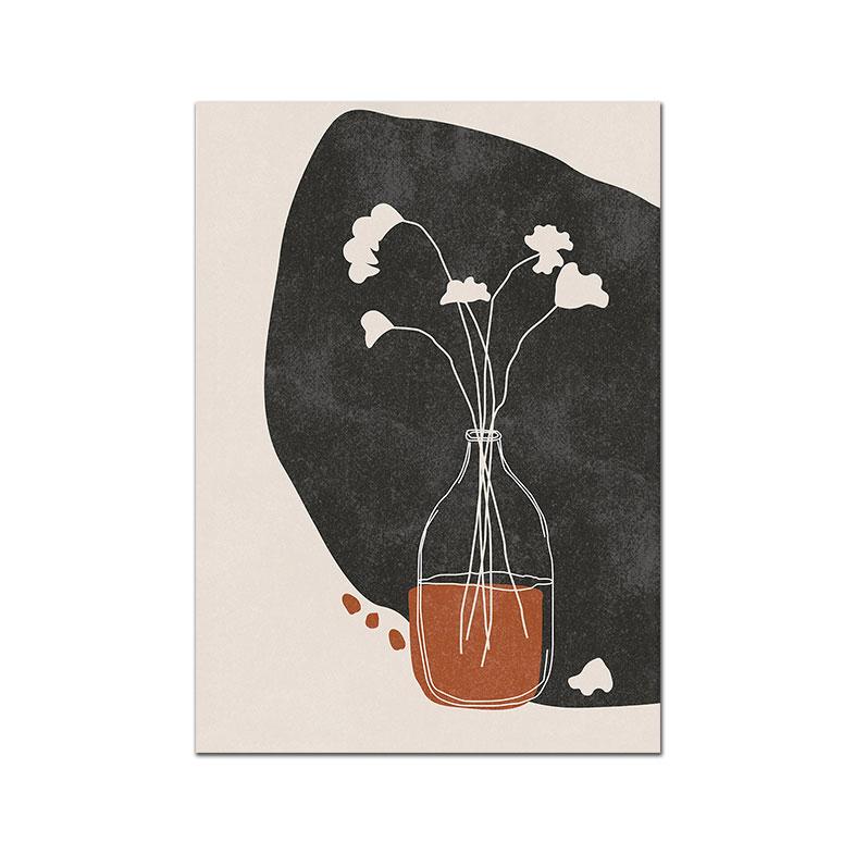 

Бохо Ботанический Лист Плакат Цветочная Ваза Женщина Линия Художественная Печать Абстрактная Картина На Холсте Современная Настенная Картина Гостиная Домашний Декор 21x30cm No Framed