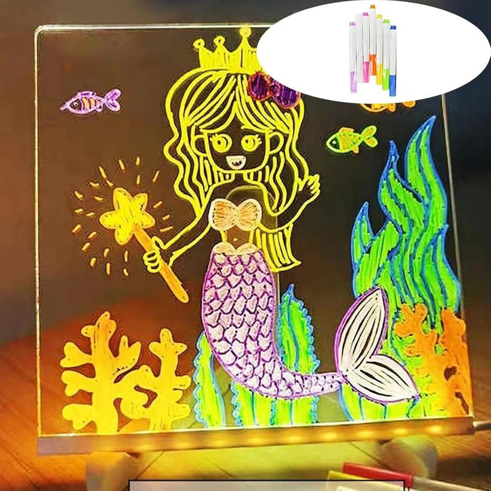 Acrylic Colorful LED Writing Board Erasable Kids Drawing Board USB Message Board  DIY