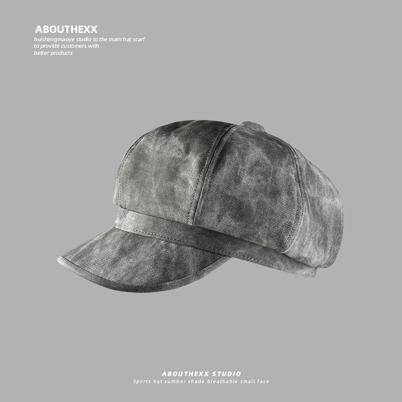 New Octagonal Hat for Women British Retro PU Leather Beret Showing Face Small Autumn and Winter Painter Hat Versatile Newsboy Hat