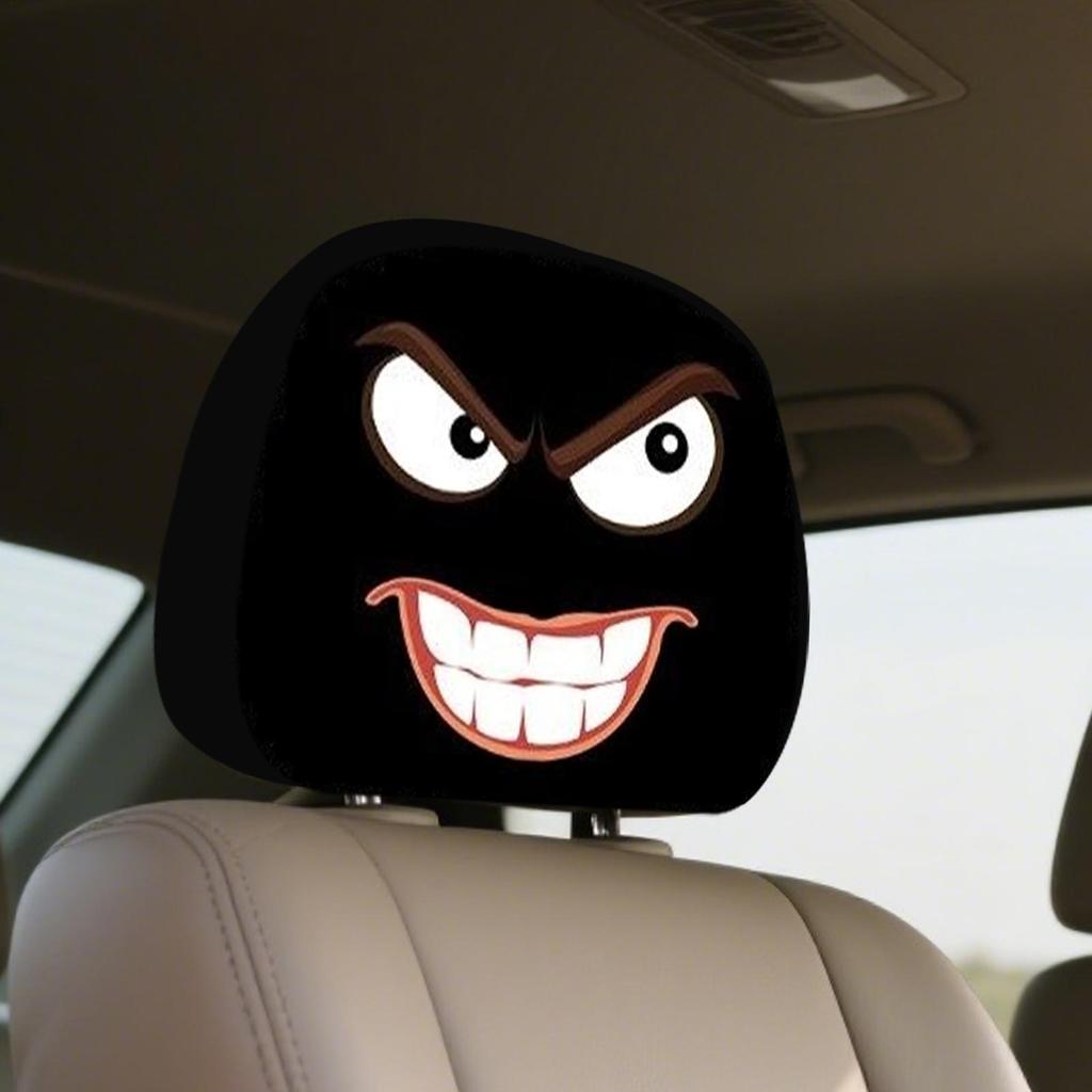 Funny Car Headrest Covers 2-Piece Funny Automobile Head Rest Protector Protector Automotive Decorations For Vehicle Truck RV SUV