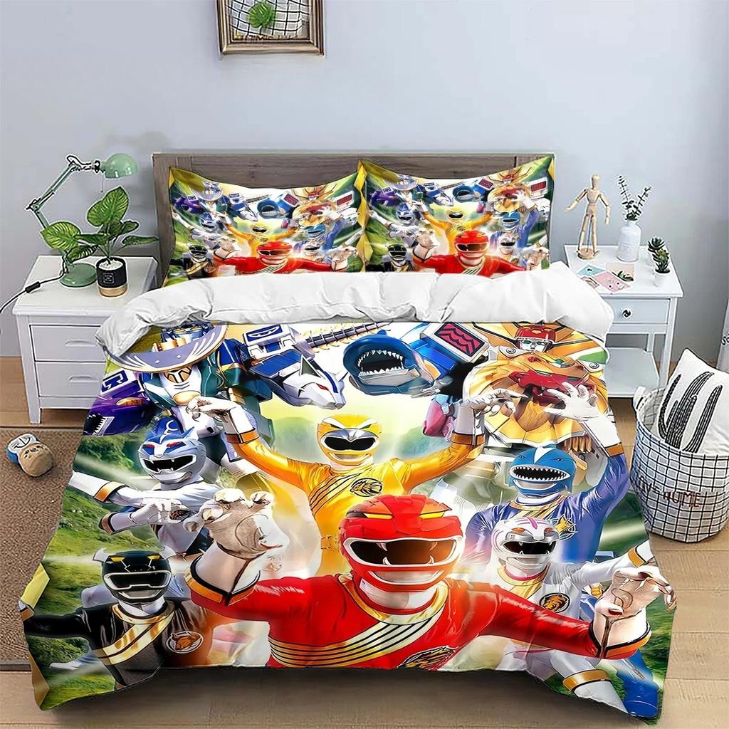 Super Sentai Hero Squad Duvet Cover Pillowcase Bedding Set Adult Boy Bedroom Decoration Children Gift Single Double Large Size