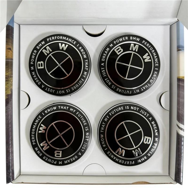 4PCS 56/68mm Floating Wheel Center Caps for BMW 50th Anniversary – Fit E39 E46 E60 F10 F30 G20 X3 X5 (Auto Hub Accessories)