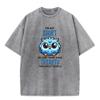 Cute Cartoon Blue Bird Prints Mens Washed T-Shirt Vintage Crewneck T Shirts Hip Hop Oversize Clothes Cotton Soft Streetwear