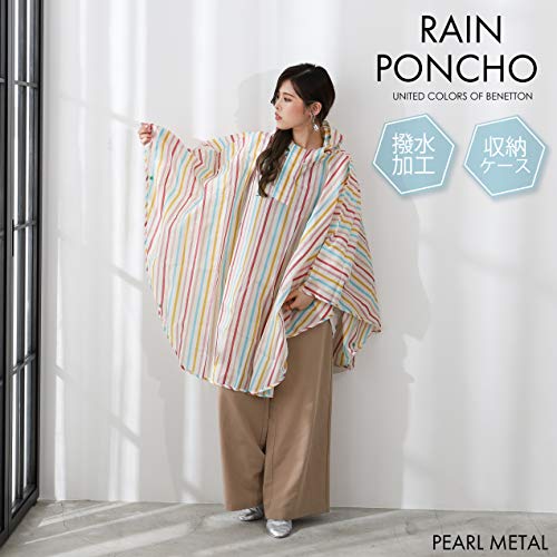 Benetton Rain Poncho, Water-Repellent, with Storage Case, Striped, BENETTON UY-6012