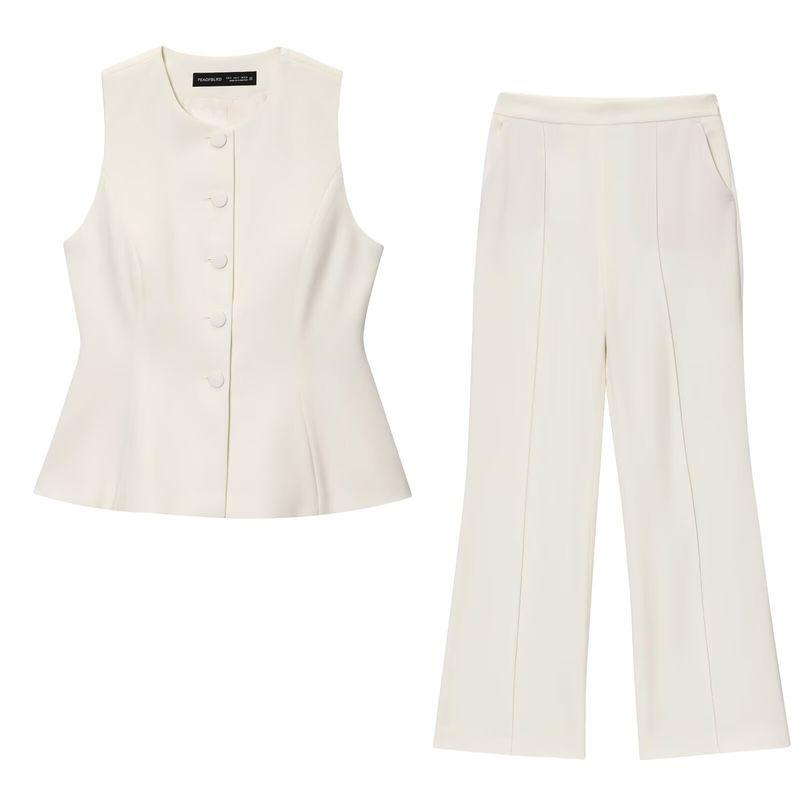 Kaslead New Women Clothes Western Style Short Skirt Hem Vest Straight Pants 8456735 8457735