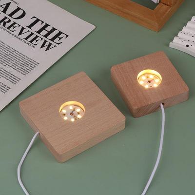6/8/10CM Led Solid Wood Lamp Square Night Light Usb Lamps Holder Diy Lights Holder Desktop Ornaments Decorative Lamp