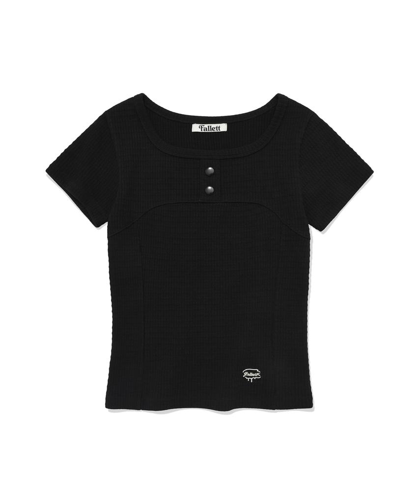 FALLETT Square Neck Tight Top Black