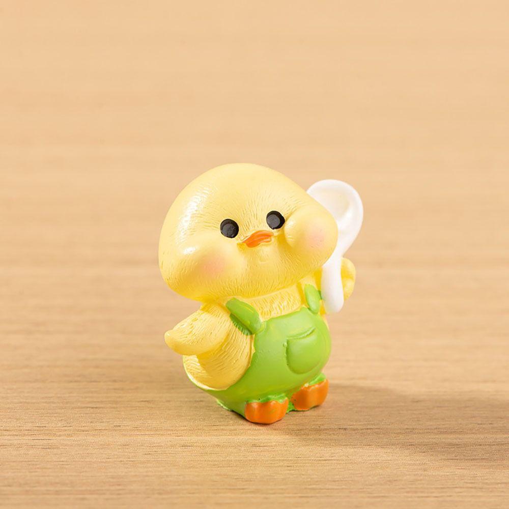 Resin Little Cooking Duck Statue Fairy Garden Desktop Knick-knacks Cartoon Yellow Duck Figurines