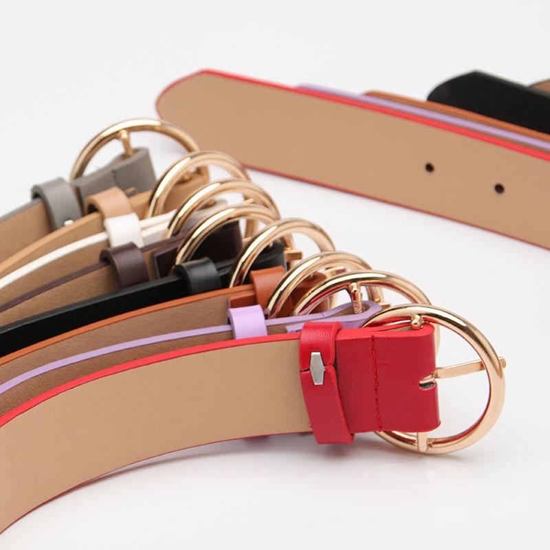 Women's Round Buckle Leather Belt - Casual & Versatile Accessory for Jeans 