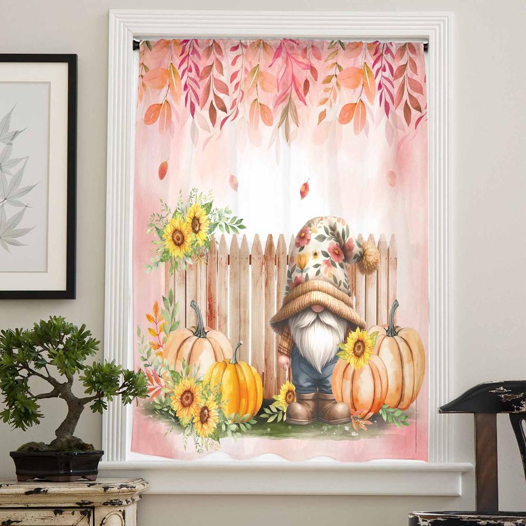 Thanksgiving Pflanzenzaun Sonnenblumen Kürbis Transparente Vorhänge für Kinderzimmer Schlafzimmer Wohnzimmer Voile Fenstervorhänge Tüll Vorhänge
