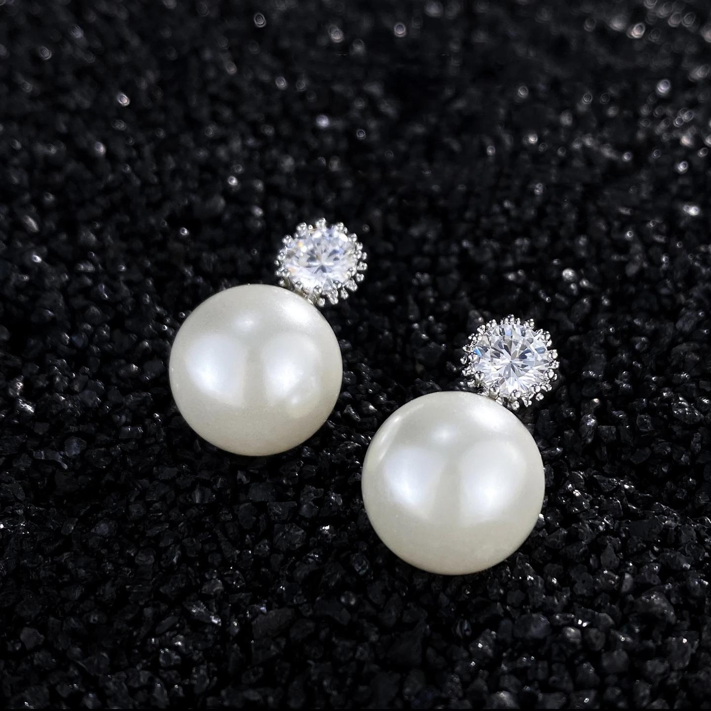 

Серьги-гвоздики French Light Luxury Super Flash Zircon Pearl Light Bulb Серьги Simple Temperament Серьги Fashion Temperament Commuter Маленькие серьги-гвоздики