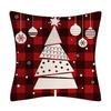 Black and Red Plaid Christmas Linen Pillowcase Elk Snowman Home Decoration Pillowcase Sofa Pillowcase