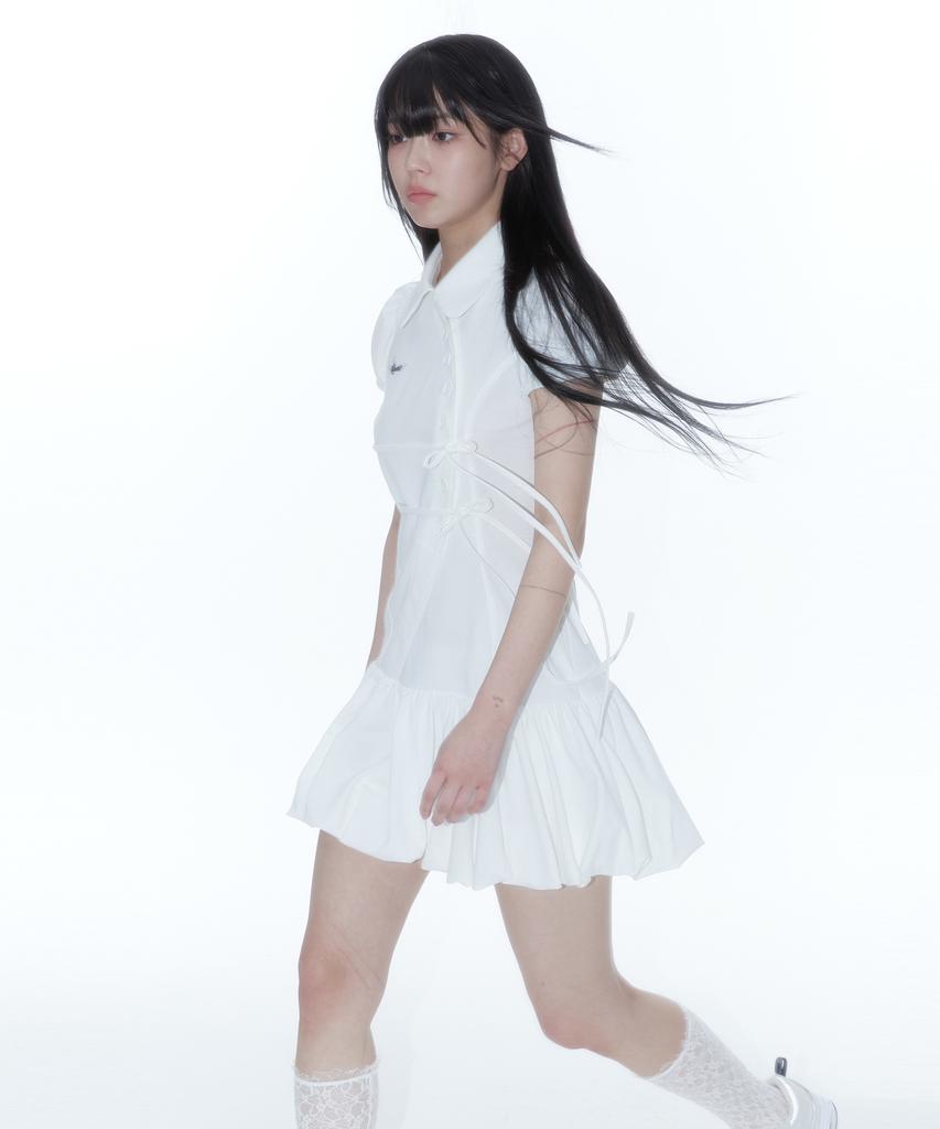 Kasiko Puff Preppy Mini Dress White