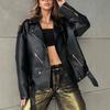 New women's PU leather jacket autumn and winter retro cycling motorcycle suit BF style women's leather jacket