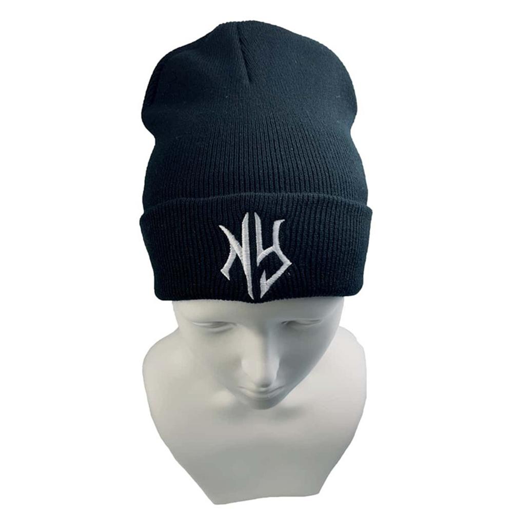 1pcs Hip Hop Embroidered Beanie Hats For Men Women Winter Warm Stretchable High Quality Knit Hat Couple Gift Accessories Black W