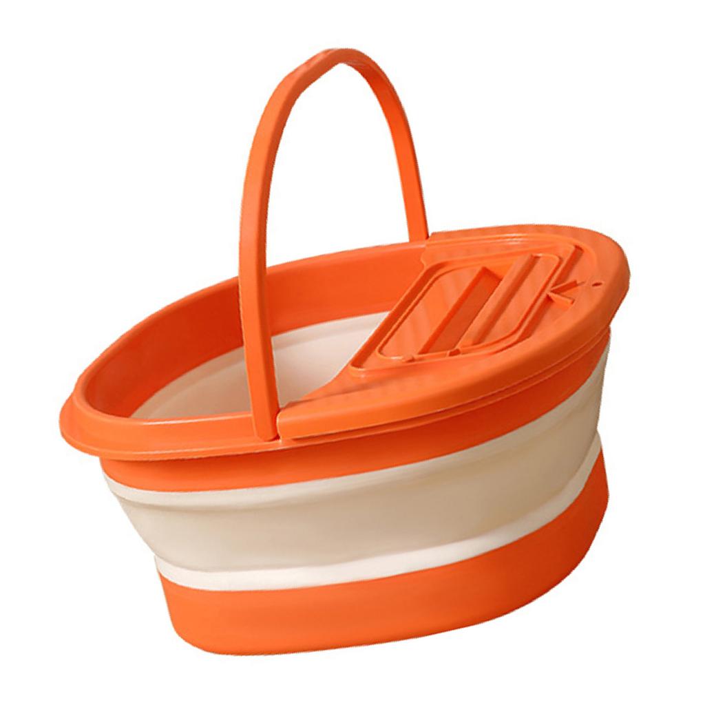 Banheira de Pedicure Dobrável Bacia Espessa para Escalda-pés com Pontos de Massagem para Casa Apartamento Dormitório Laranja Branco