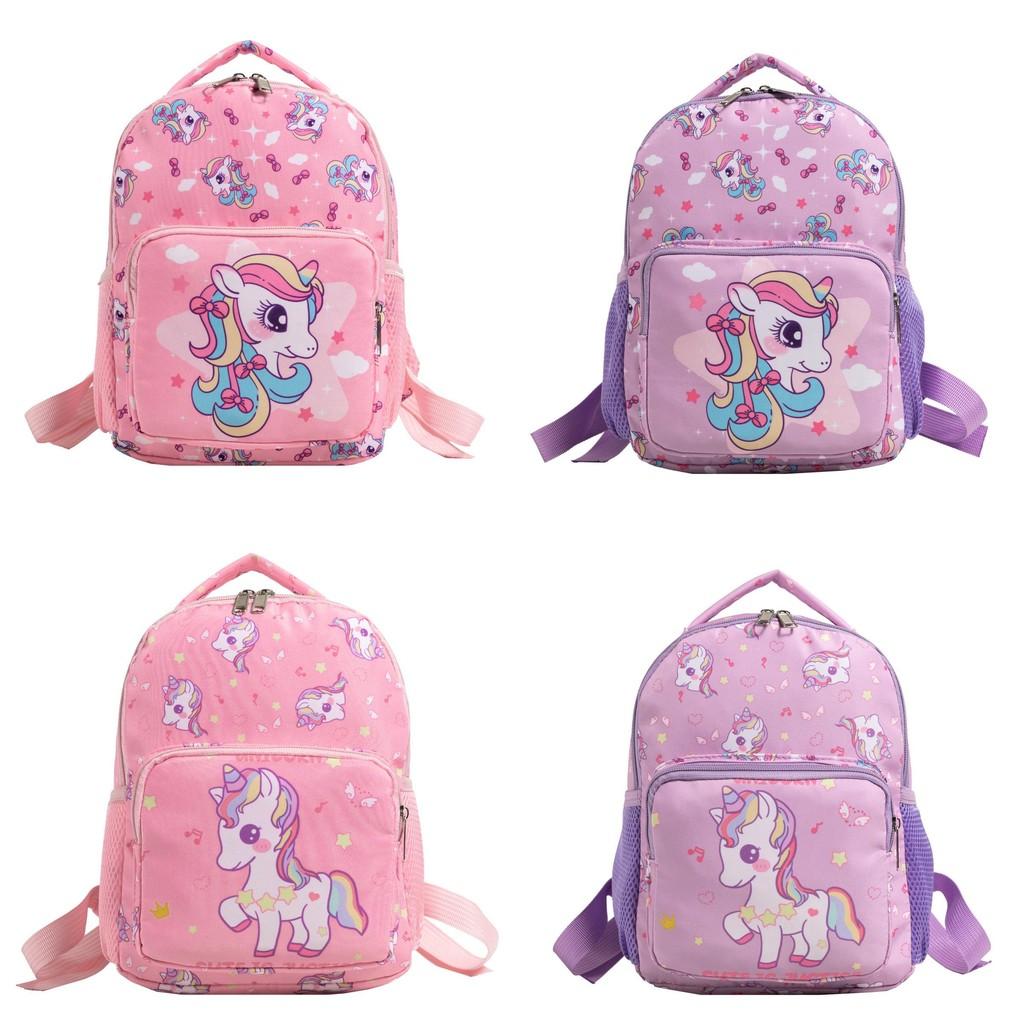Unicorn Cartoon Printed Backpack Nylon Construction Suitable For Children Daily