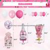 Pink Heart Love Birthday Party Balloon Set with Tinsel Decorations