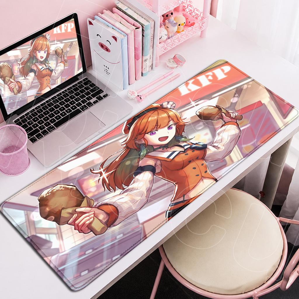 Hololive Roztomilá Dívka Takanashi Kiara Anime Podložka pod Myš XXL Herní Podložka pod Klávesnici na Notebook Uzamykatelný Okraj Kancelářská Dekorace Podložka 90x40cm
