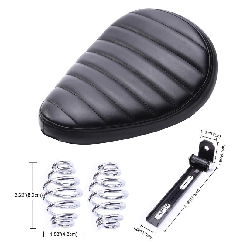 Motorcycle Leather Saddle Seat Retro Black Leather Solo Seat for Harley Custom Chopper Bobber Honda Yamaha Kawasaki Suzuki