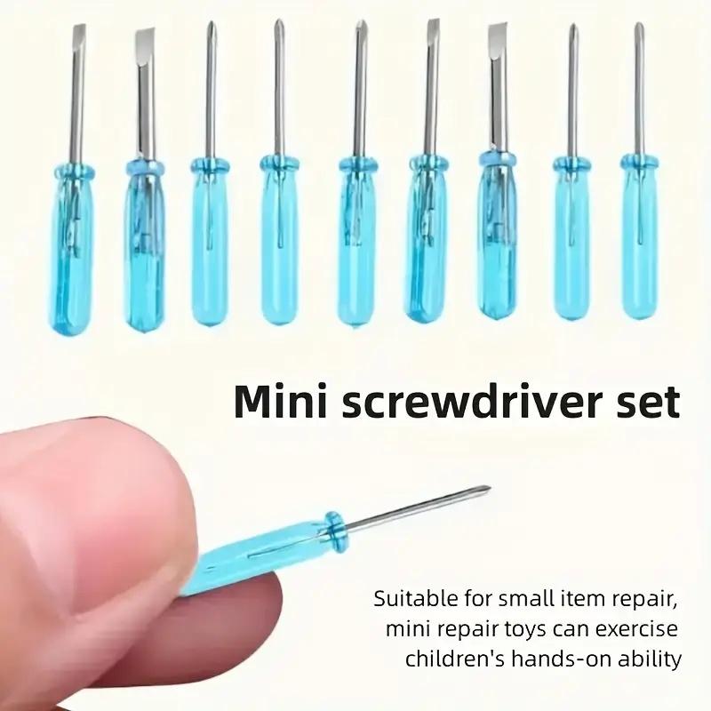 10pcs Blue Mini Screwdriver Set, Toy 2mm Cross Word Repair Tool, Suitable For Exercising Hands-on Ability Small Repair Tool, Cry