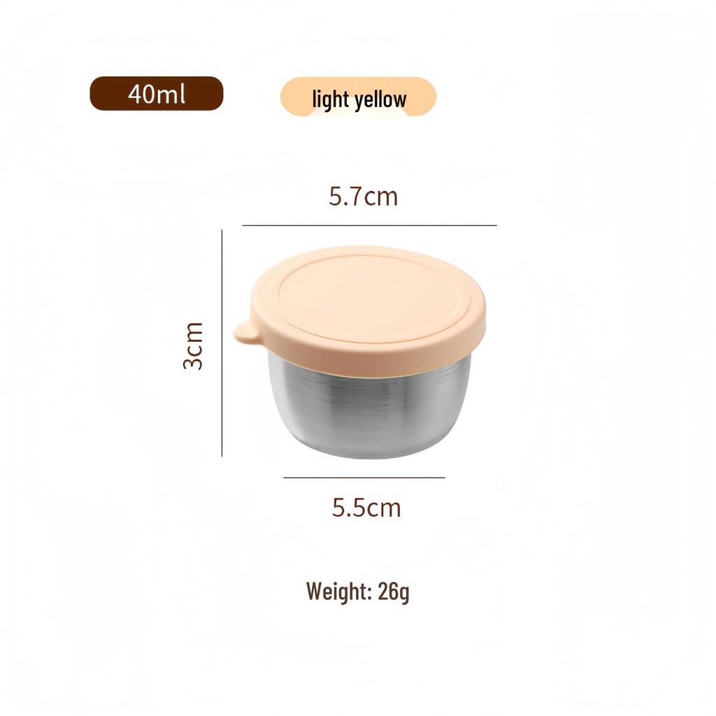 Reusable Sauce Cup with Macaron Lid - 304 Stainless Steel, 40/50/70ML, Portable Dipping or Seasoning Dish.