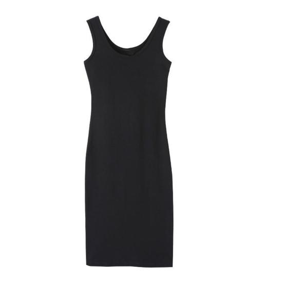 

Женское платье-майка миди, летнее повседневное платье без рукавов с круглым вырезом, базовое пляжное облегающее платье-сарафан M