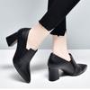 Fashion Fashion Block Heel Slip-on Non-Slip Wear-Resistant Single Shoes Autumn New Pointed Toe Deep Mouth High Heels