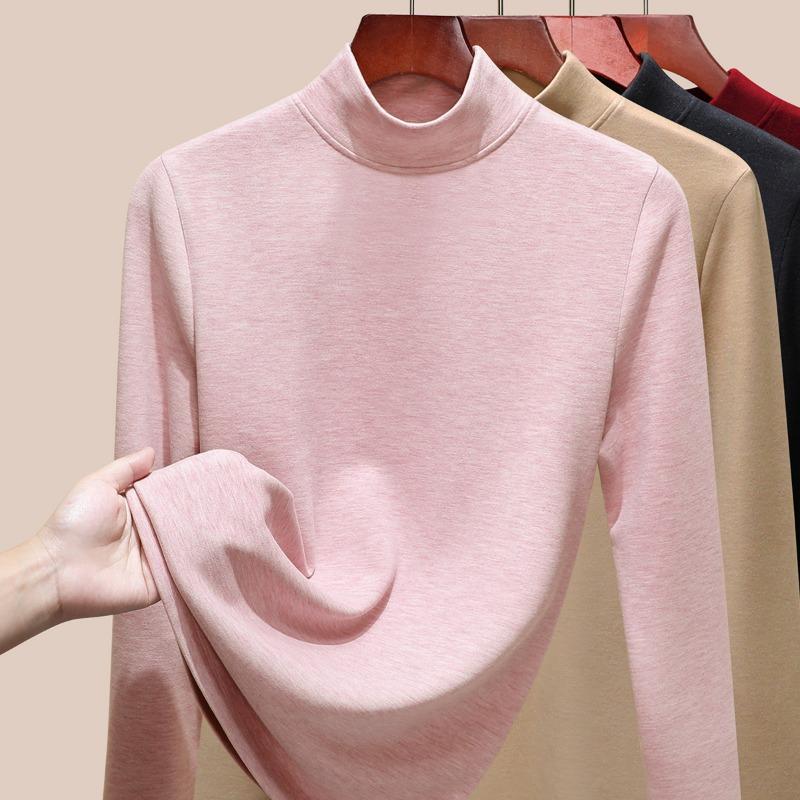 

Женское термобелье из шерсти и шелка с полувысоким воротом, утолщенное флисовое базовое боди, теплое флисовое с подогревом, цельный топ, зима XXXL розовый