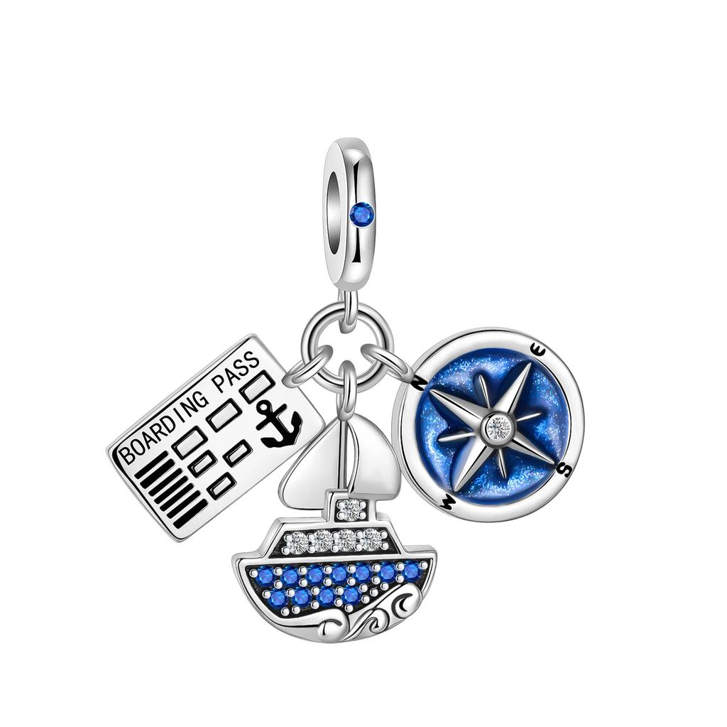 Copper Blue Ocean Charms Bead Cruise Fine Ship Crab Seahorse Pendants Fit Bracelet Diy Jewellery Marking Present