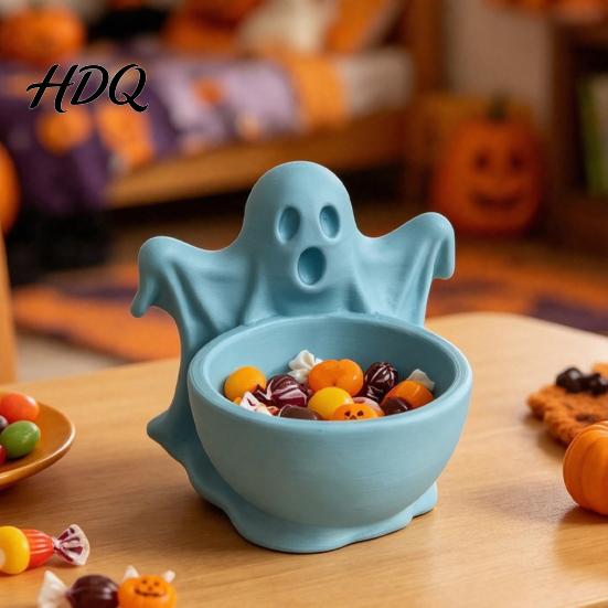 Multi Functional Storage Organizer 3D Printed Ghost Candy Bowl for Halloween Party Decorations, Multi-functional Desktop Decorative Shaped Trinkets &