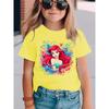 Girl Ariel Little Mermaid T-shirt Foam Print, Casual Summer Short Sleeve Round Neck Top Suitable for the Beach