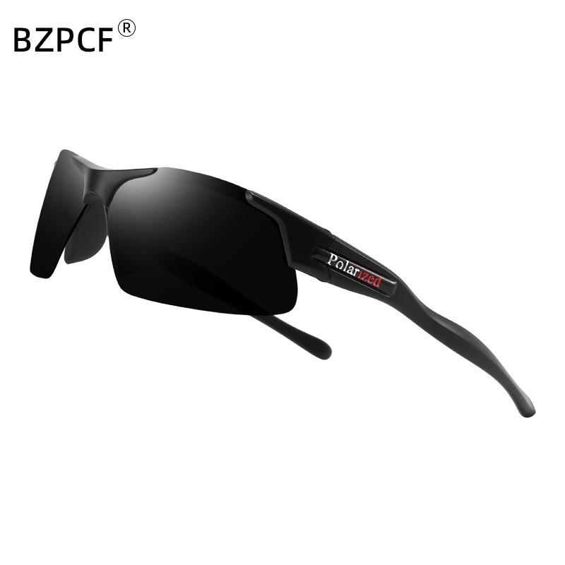 Trendy sunglasses European and American men s color film square half frame sports polarized sunglasses fishing driving glasses