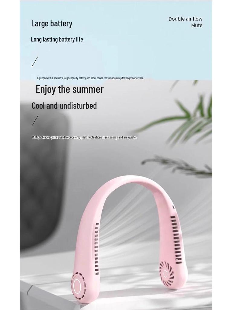 2024 Ultra-Quiet Rechargeable Neck Fan: Portable, Cooling, and Kid-Friendly