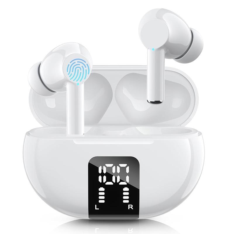 Wireless Earphone Bluetooth 5.4 Headphone 60H Playback LED Power Display EarBuds Mic Noise Cancellation Stereo Sound Headsets